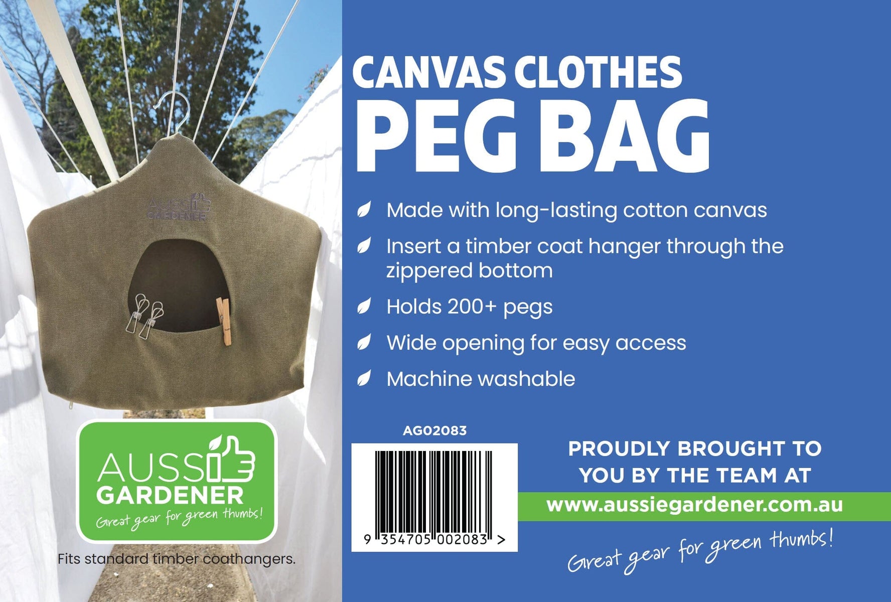 Aussie Gardener Canvas Clothes Peg Bag Aussie Gardener 
