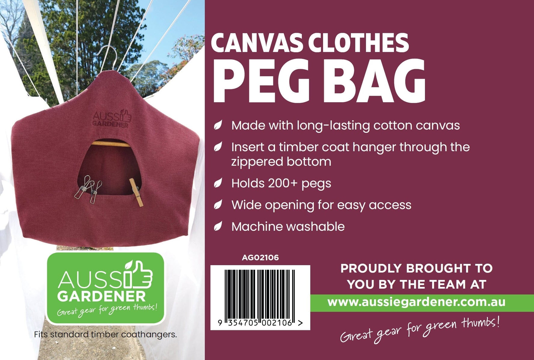 Aussie Gardener Canvas Clothes Peg Bag Aussie Gardener 