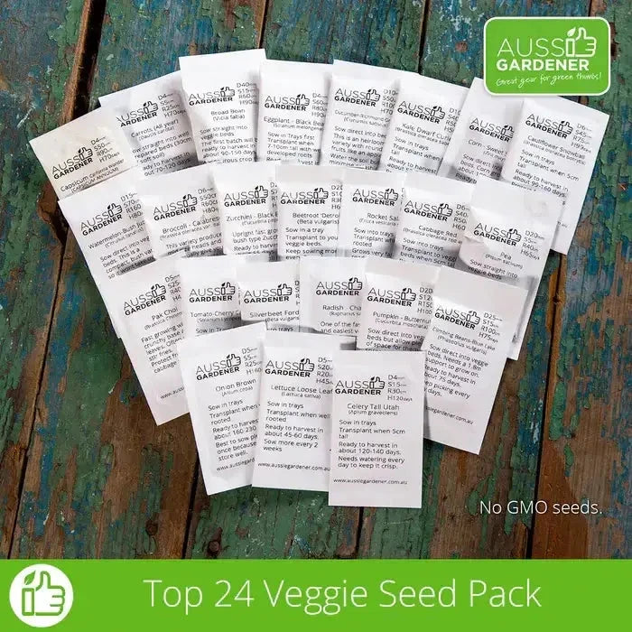 Aussie Gardener Complete set of 24 varieties of veggie seeds - A full year of growing propagation aussie gardener 