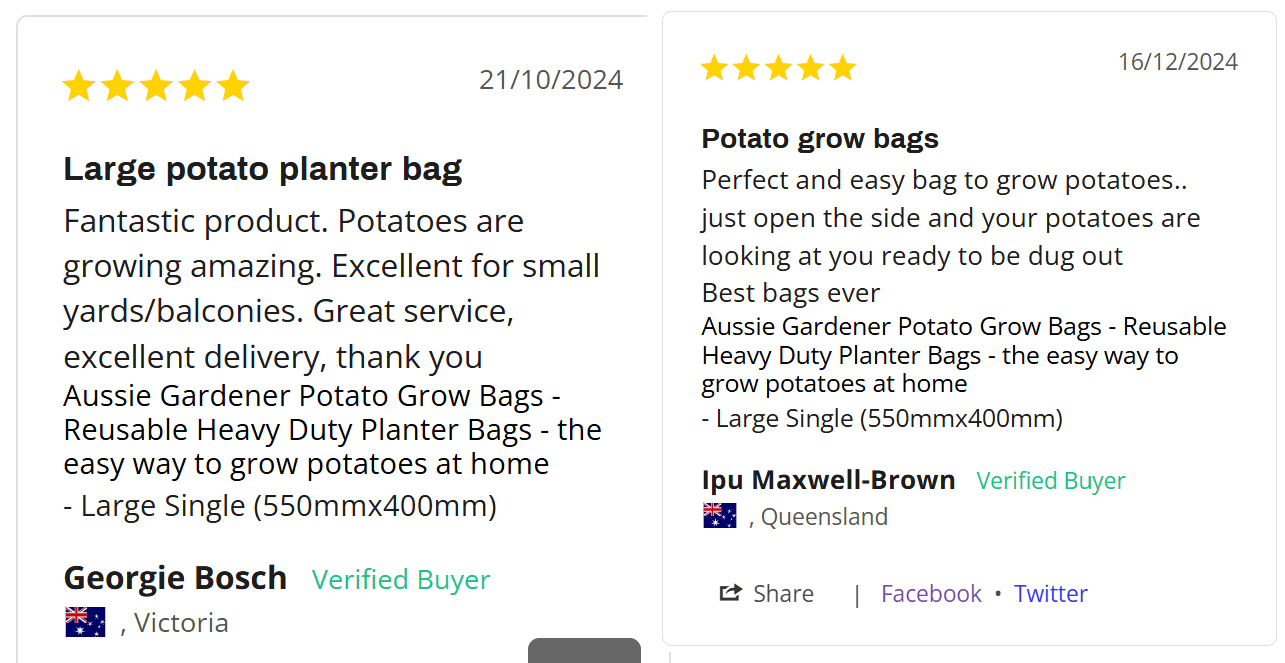 Aussie Gardener Potato Grow Bags - Reusable Heavy Duty Planter Bags - the easy way to grow potatoes at home