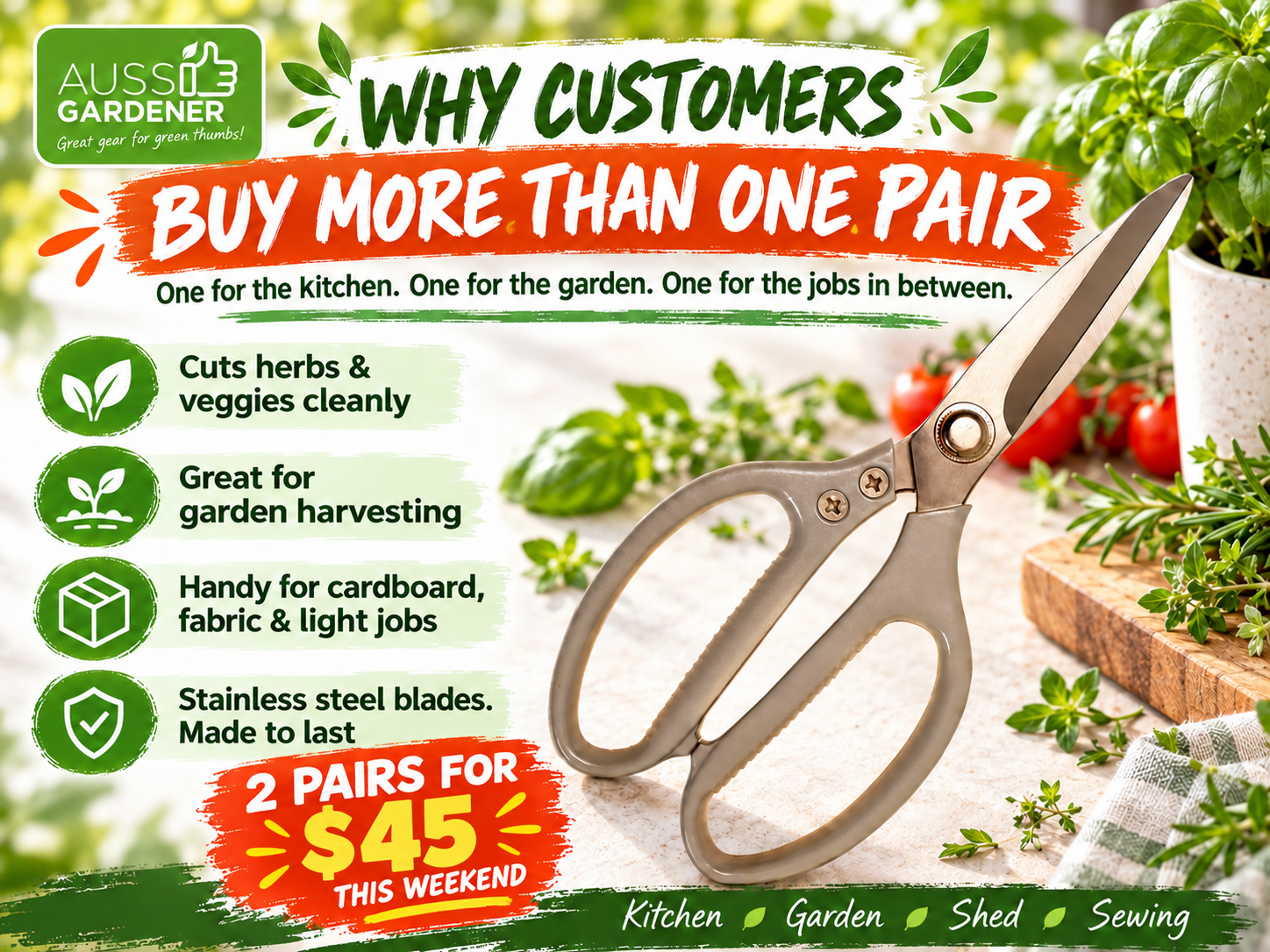 Aussie Gardener Kitchen Harvest Scissors