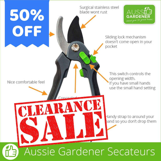 Aussie Gardener Secateurs - Stainless steel blade garden tools Foshan Nanhai Oude Metal Products Co Ltd Single pair of Secateurs 