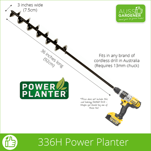 Picture showing the 336H Power Planter Auger.  3 inches wide and 36 inches long.