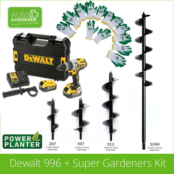 Components of The Dream Combination -  All 4 Power Planters + the Dewalt 996 drill complete kit.