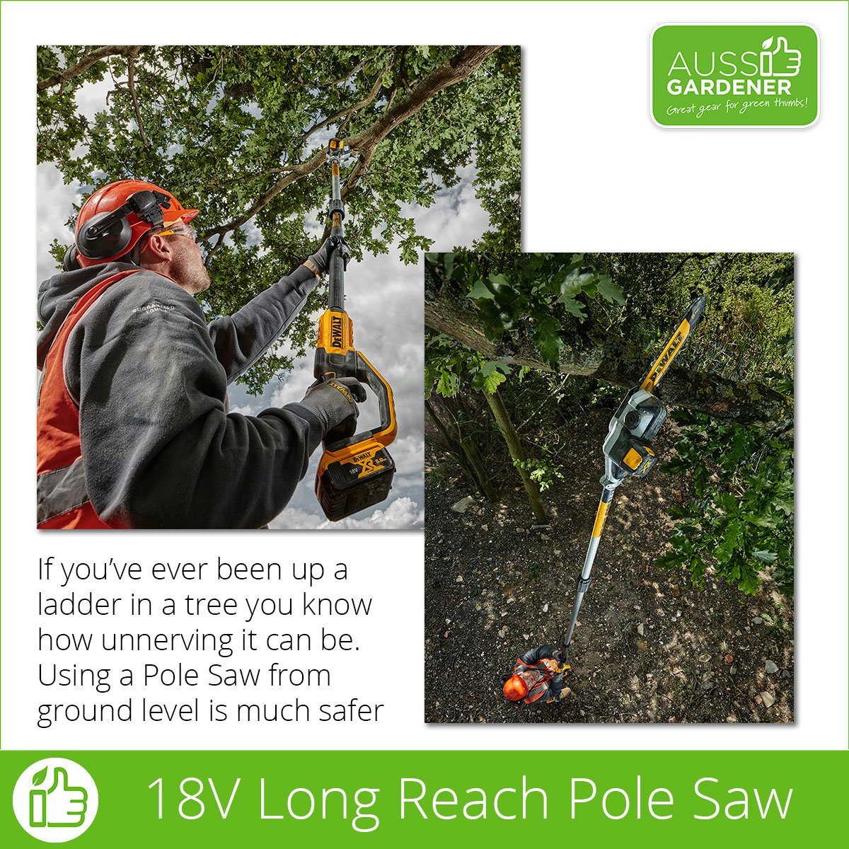 Dewalt 18V XR Brushless Pole Saw - Bare Unit without batteries DCMPS567N-XE Dewalt Power Tools Stanley Black & Decker (Australia) Pty Ltd 