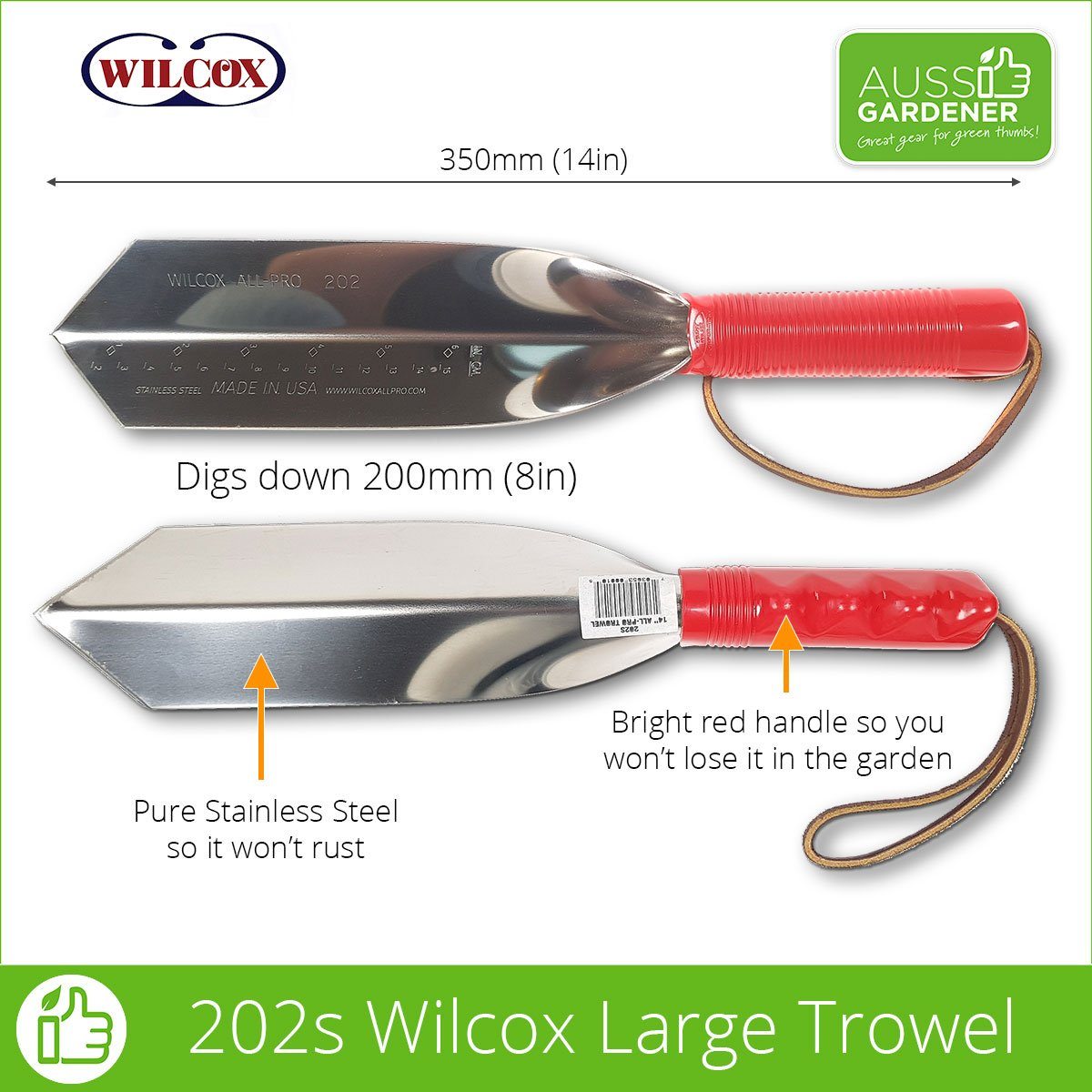 wilcox garden trowel Stainless Steel Large Trowel Wilcox 350mm