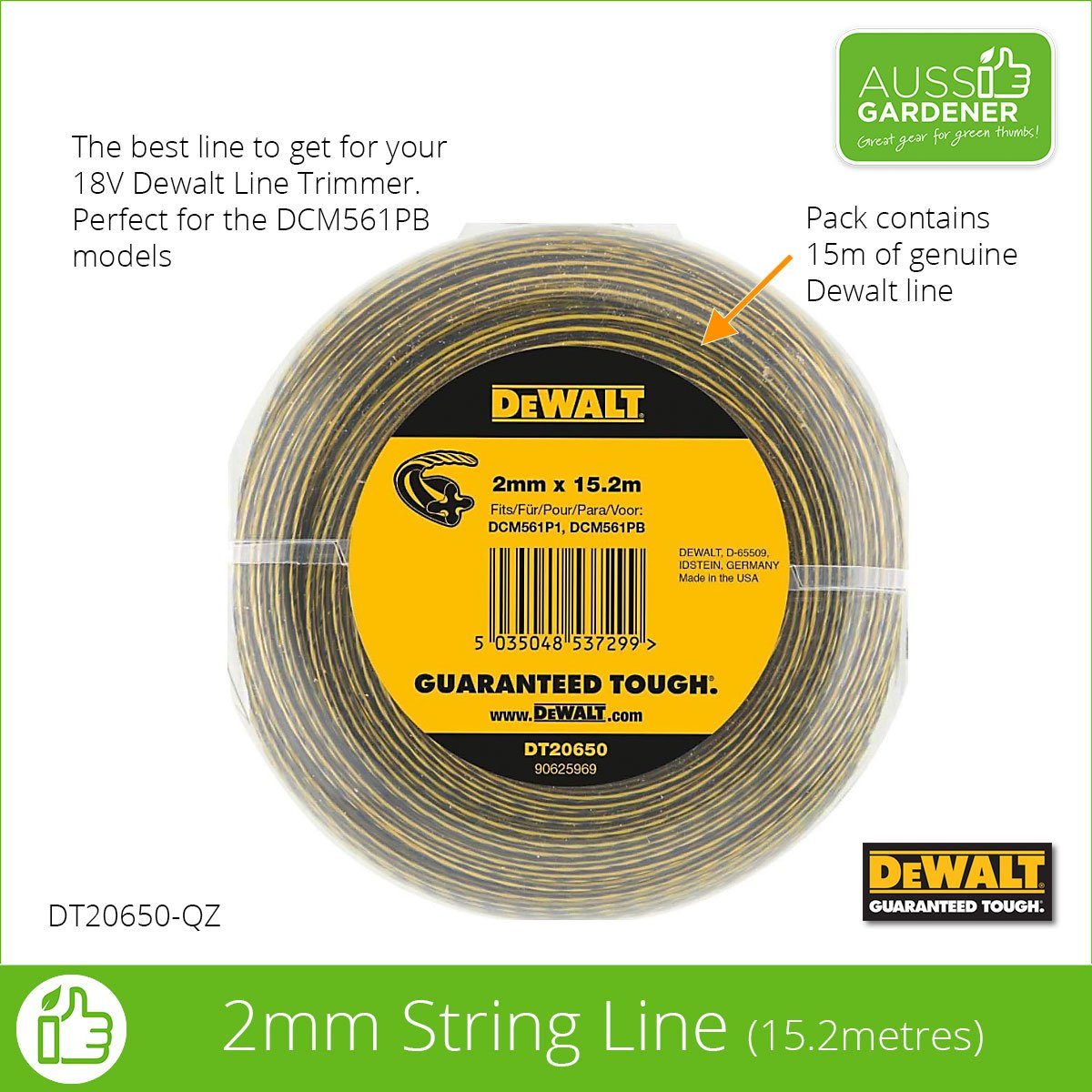 Dewalt Line Trimmer Line 2mm Dewalt Power Tools Stanley Black & Decker (Australia) Pty Ltd 