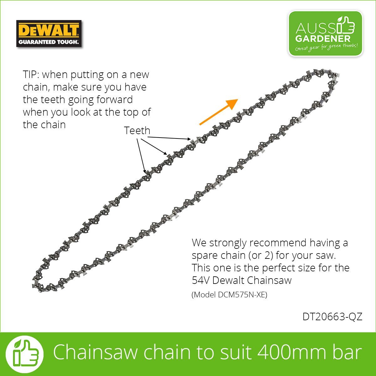 Tri Link Chain (30cm & 40cm) Dewalt Power Tools Stanley Black & Decker (Australia) Pty Ltd 