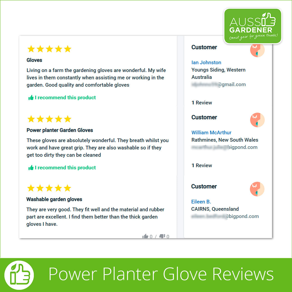 Aussie Gardener Gloves - 3 Pack (machine washable) garden wear Hanvo Safety Products Co Ltd 