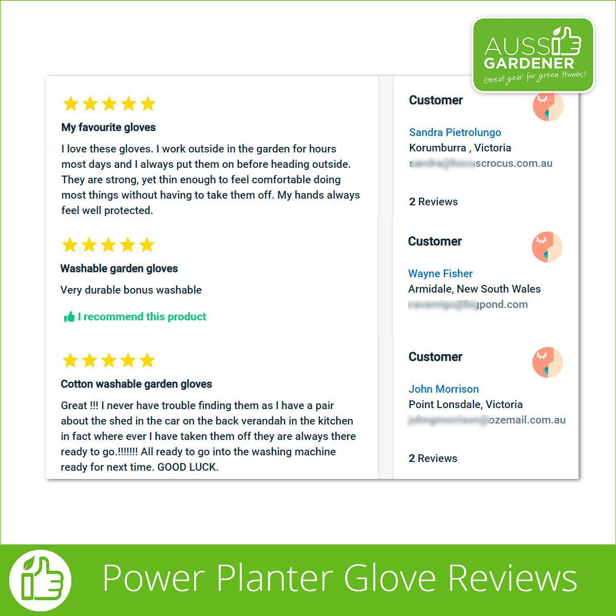 Aussie Gardener Gloves - 3 Pack (machine washable) garden wear Hanvo Safety Products Co Ltd 
