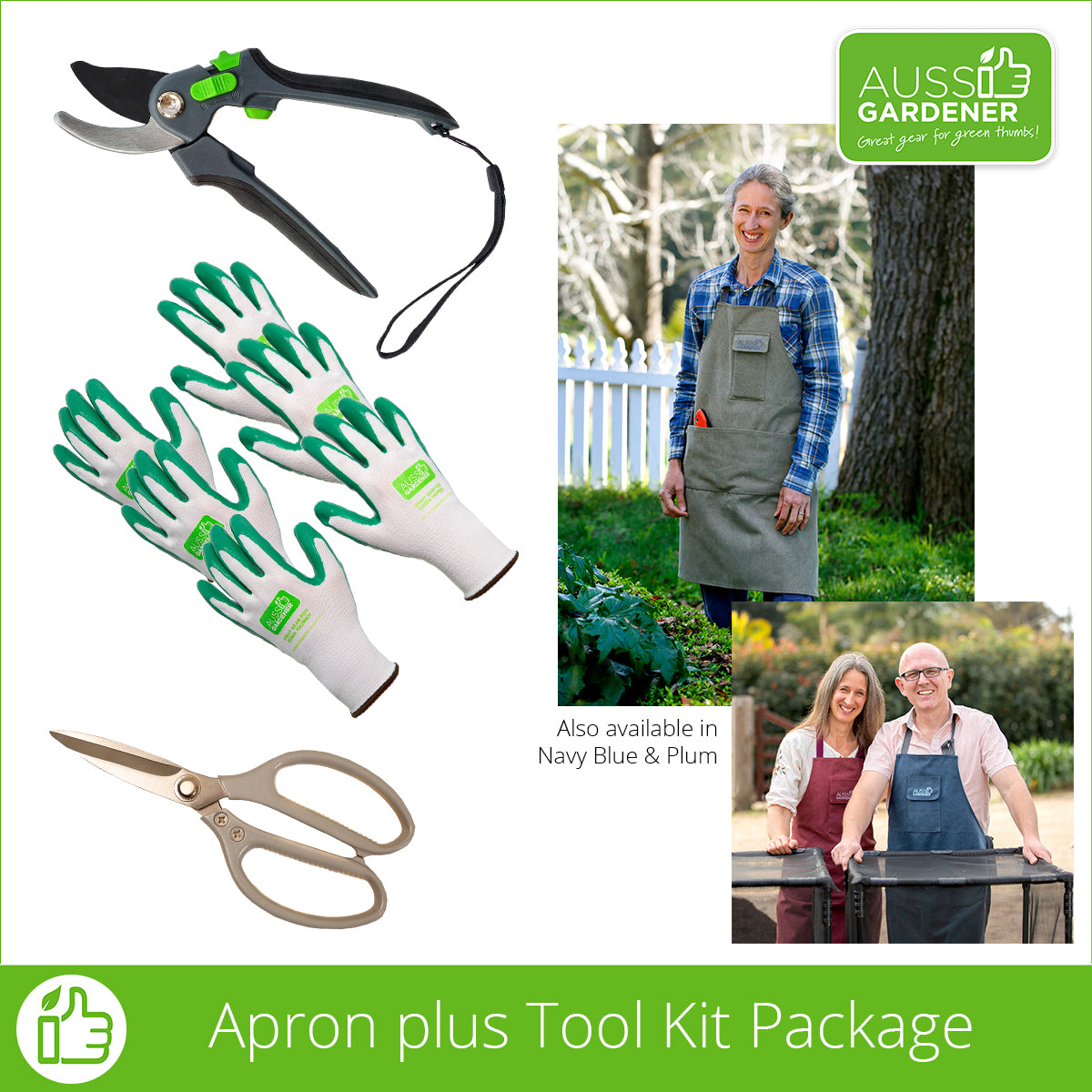 Apron PLUS Tool Set Package (Apron, Scissors, Secateurs, 3 pr Gloves ...