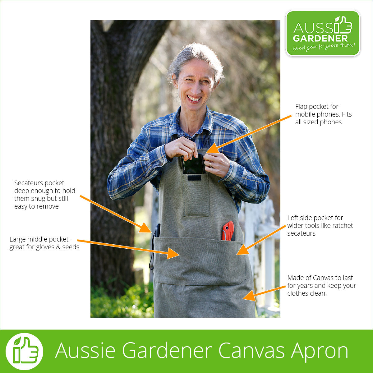 Apron PLUS Tool Set Package (Apron, Scissors, Secateurs, 3 pr Gloves) [Hidden] Aussie Gardener - Power Planter Australia 