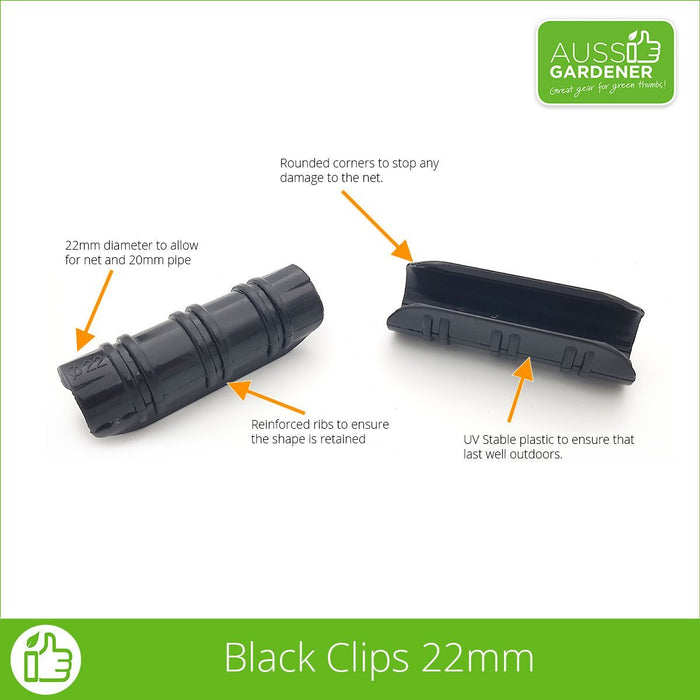 PestFree Parts: Black Clips 22mm to hold netting onto 20mm Pipe