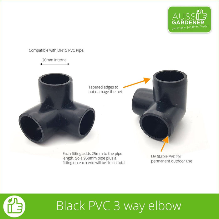 PestFree Parts: Black PVC 3 way elbow DN15