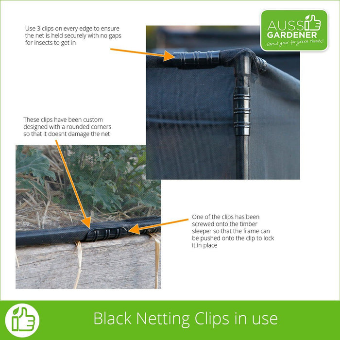 PestFree Parts: Black Clips 22mm to hold netting onto 20mm Pipe