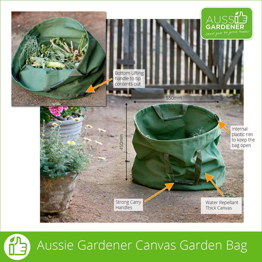 Diagram showing the parts of Aussie Gardener Canvas Garden Bag