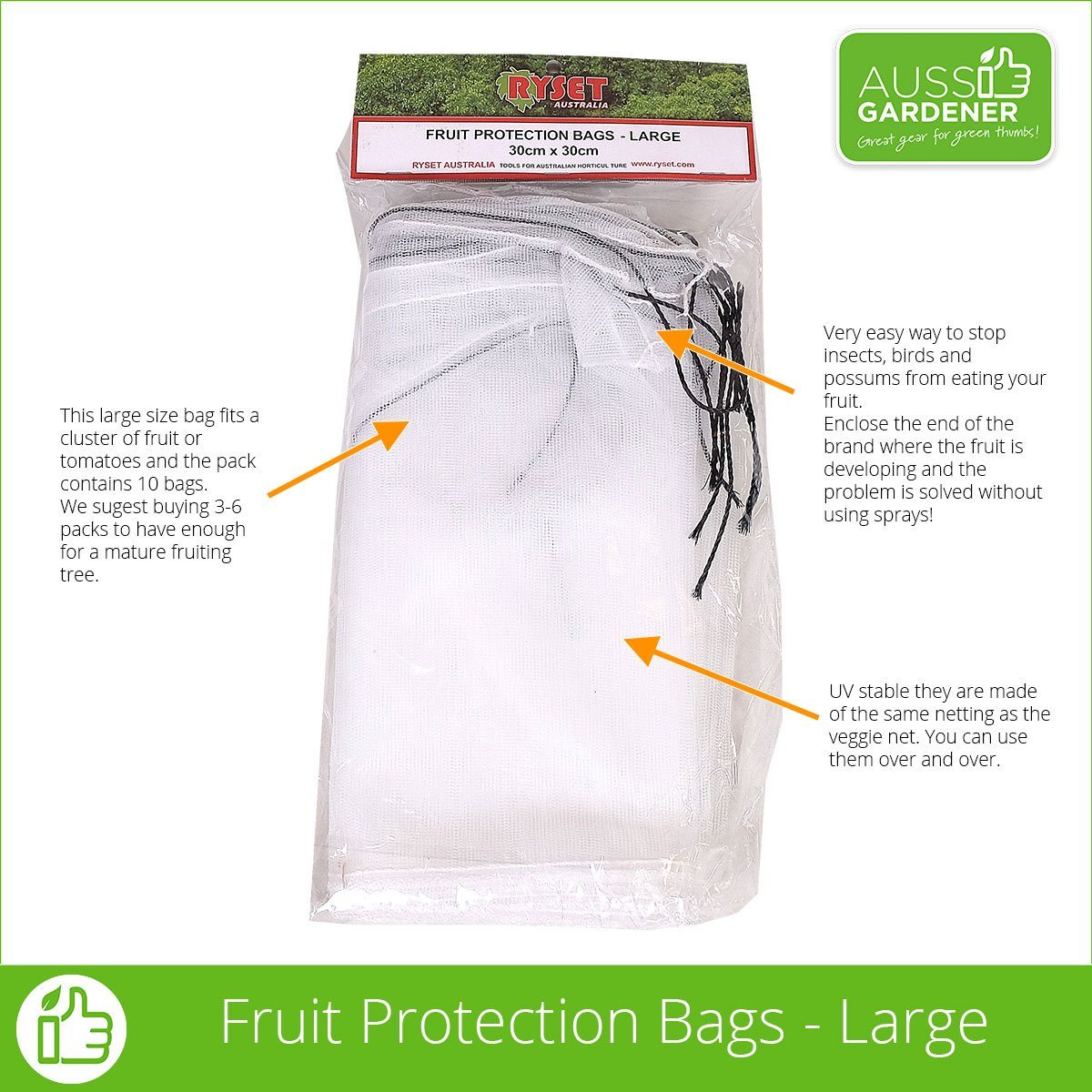 Fruit Protection Bags (Pack OF 10) pest control RYSET LARGE BAGS (30x30cm) pack of 10 