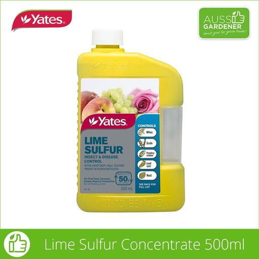 Picture shows a 500ml bottle of Yates Lime Sulfur insect and disease control