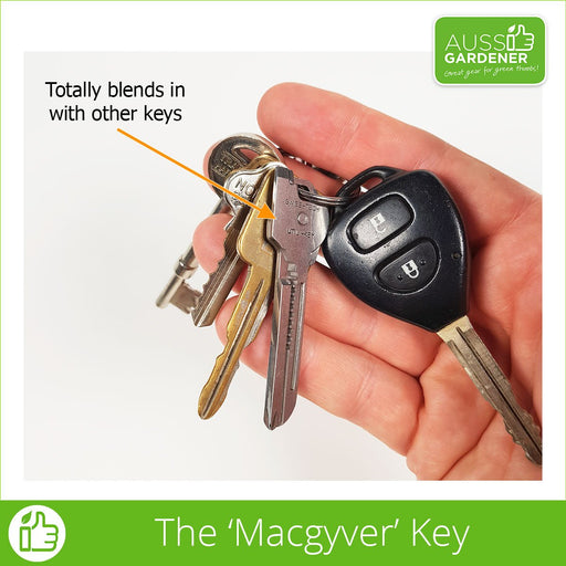 Macgyver Key - Image of Macgyver Key on a keyring with other keys -  The multi-use device that goes on your keyring