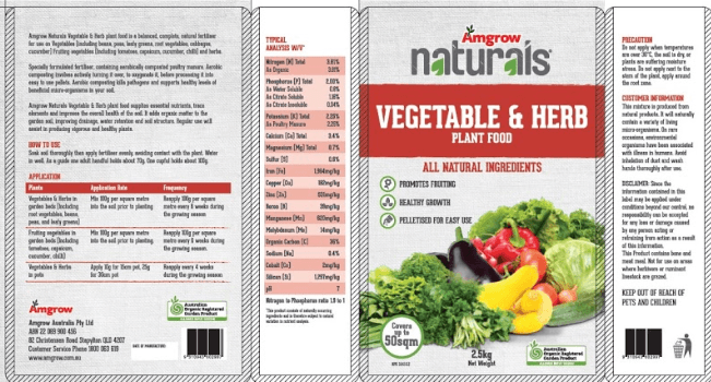 Amgrow Naturals Vegetable & Herb 2.5Kg