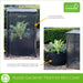 Two photos. First photo shows the PestFree Mini Cover protecting a GeoFelt Planter bag. The dimensions are shown, 650 millimetres wide and 1000 millimetres high. An arrow points to the image saying: "A neat and tidy way to grow organically at home". The second photo shows the PestFree Mini Cover next to a GeoFelt Planter bag, an arrow points to the image saying: "To harvest, just lift the whole cover off".