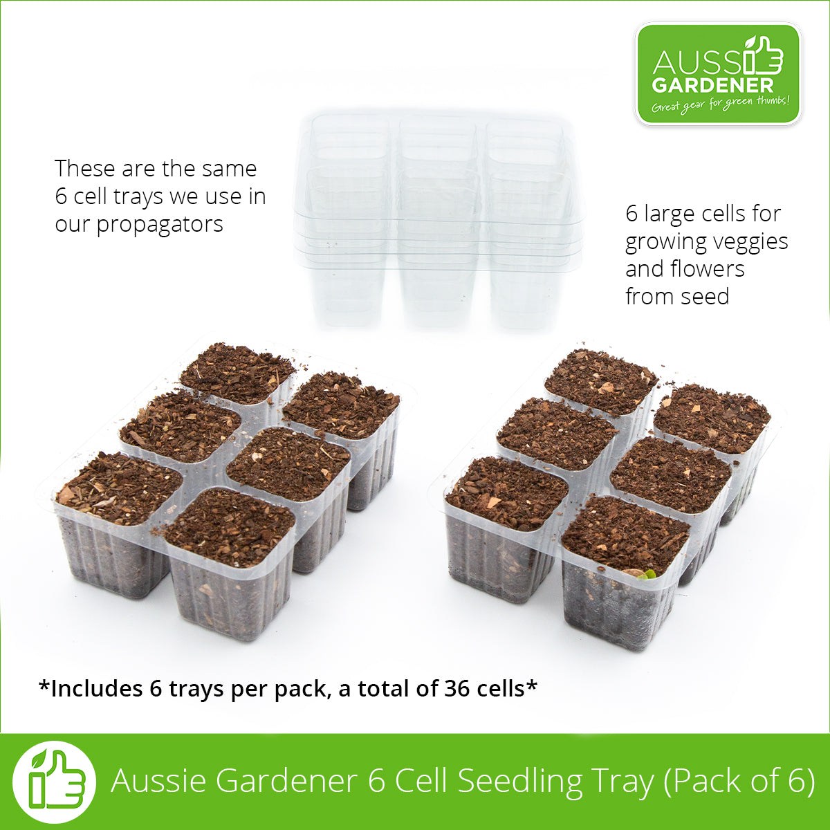 Aussie Gardener 6 Cell Seedling Tray (Pack of 6) propagation Shen Zhen Hai Yi Plastic Products Co Ltd 