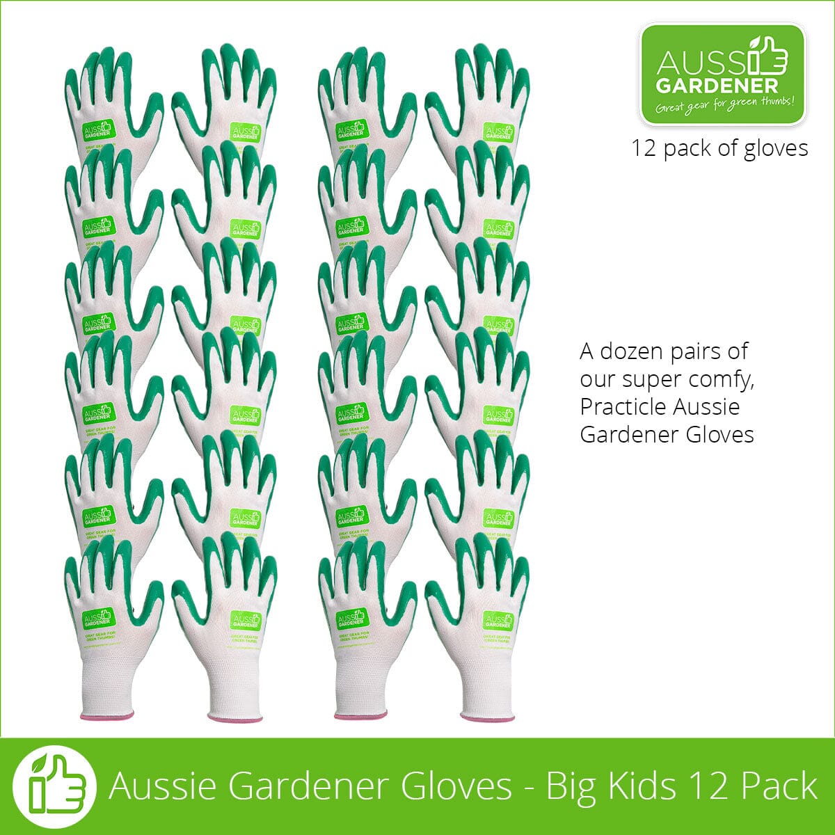 Aussie Gardener Gloves - 12 Pack (machine washable) garden wear Hanvo Safety Products Co Ltd Big Kids (Extra Small Womens) - 12 Pairs 