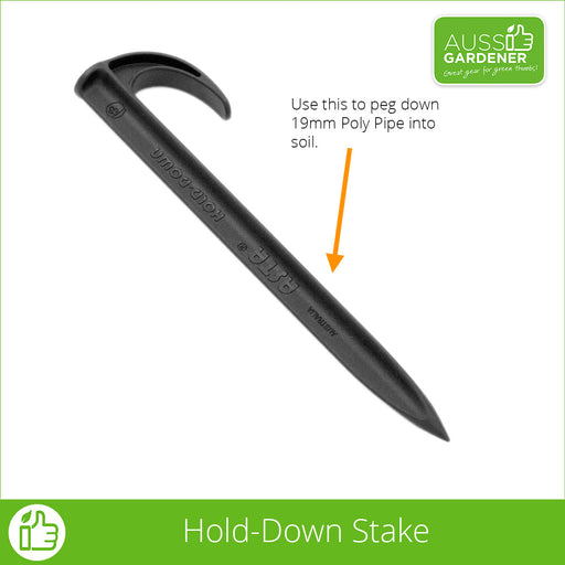 Hold down stake / peg for 19mm poly pipe
