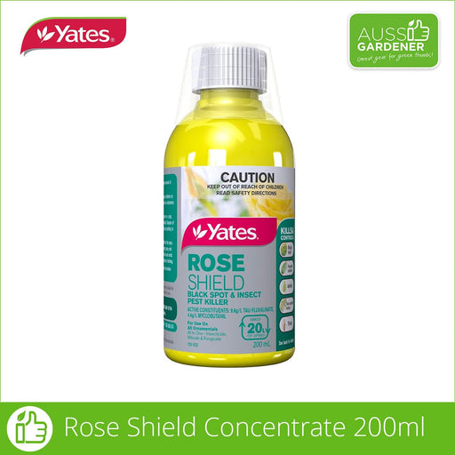 Picture shows a 200ml bottle of Yates Rose Shield concentrate