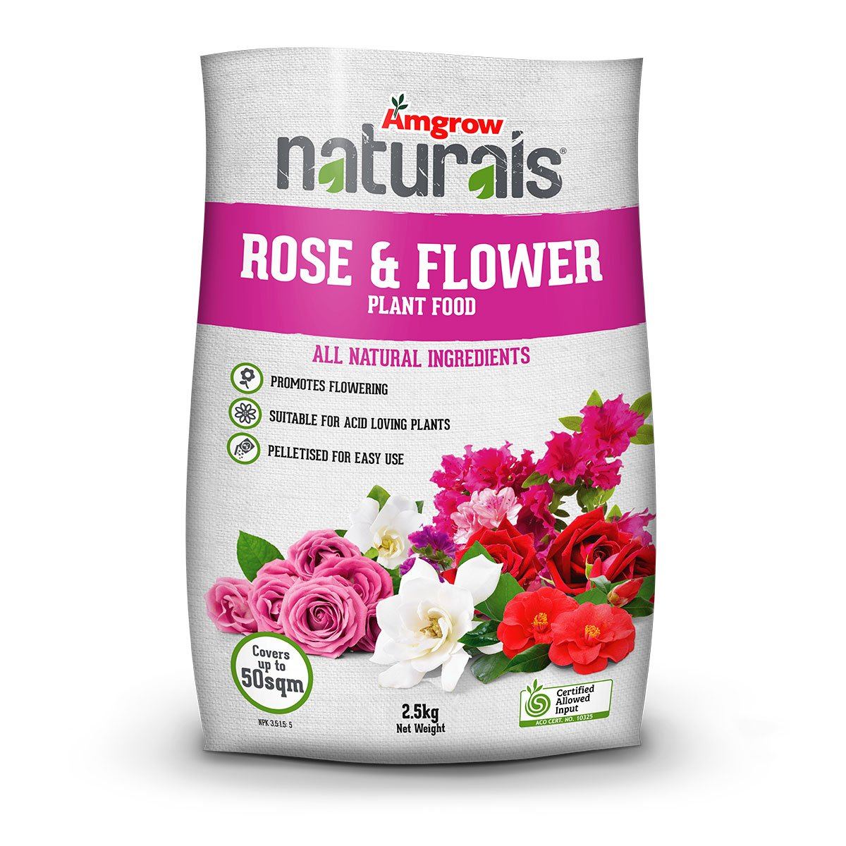 Amgrow Naturals Rose & Flower Fertiliser 2.5Kg fertilisers Tradeware 