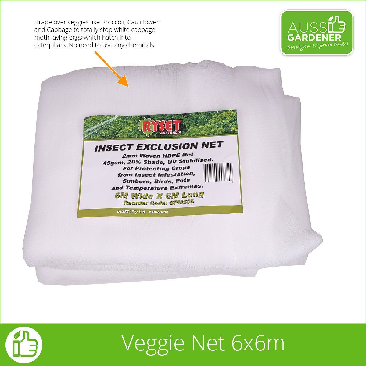 Netting - 2MM Woven Veggie Net 6MX6M veggie growing RYSET 