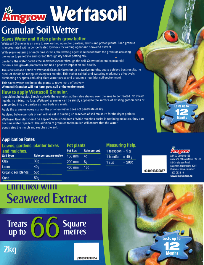 Amgrow Wettasoil Granula Seaweed 2Kg fertilisers Tradeware 