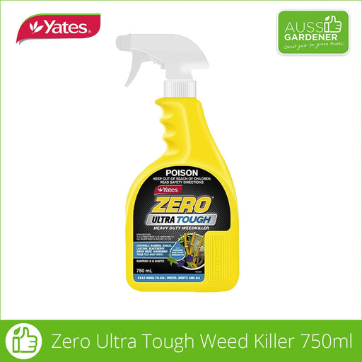 Picture shows a spray bottle of Yates Zero Ultra Tough WeedKiller 750ml
