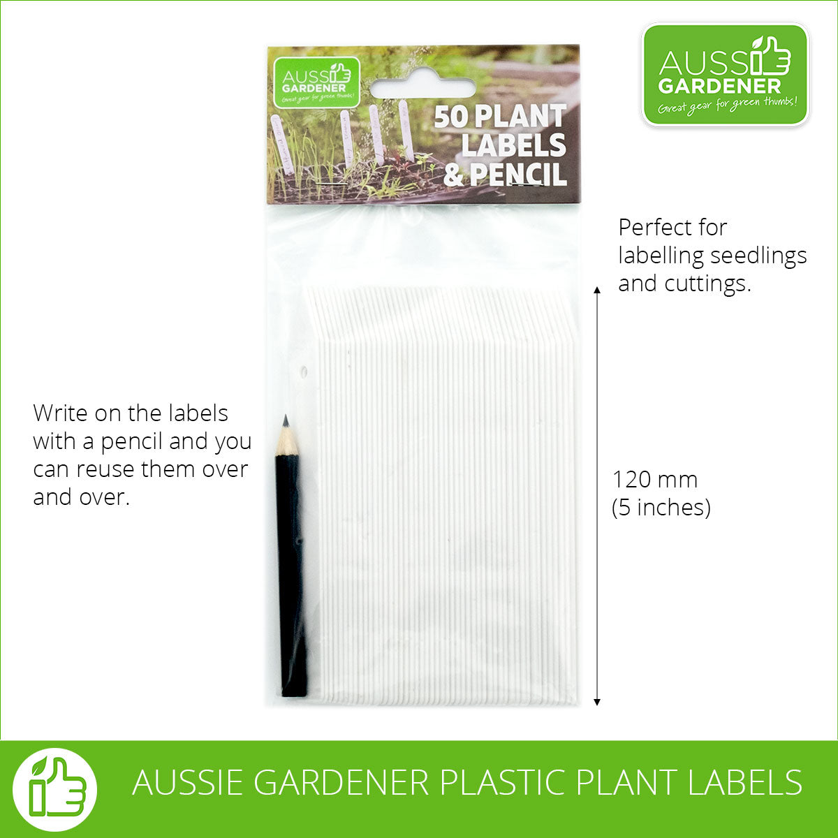 Aussie Gardener Plastic Plant Labels + Pencil 50pcs / Pack propagation Rapitech 